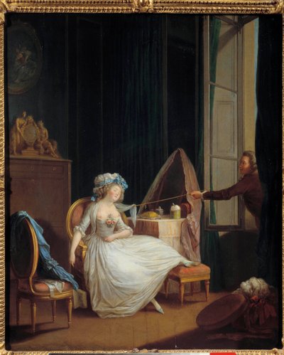 Amor frívolo Un hombre descubriendo el pecho de una joven que está dormida. Siglo XVIII París. Museo Cognacq Jay de Niclas II Lafrensen