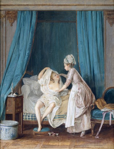 Dama saliendo de la cama, 1776 de Niclas II Lafrensen