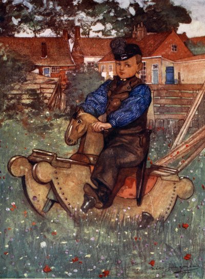 Un niño de Veere montado en un caballo de juguete, 1904 de Nico Jungman