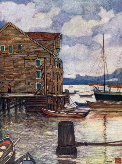Noruega: Viejo almacén y barcos, Molde de Nico Jungman