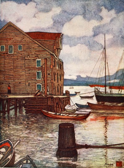 Antiguo almacén y barcos, Molde, 1905 de Nico Jungman