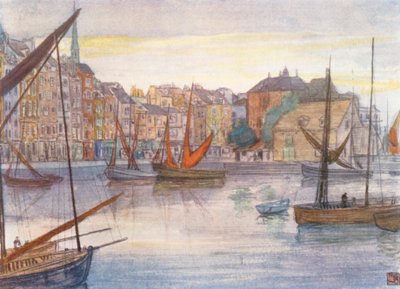 Quai Sainte Catherine, Honfleur (litografía en color) de Nico Jungmann
