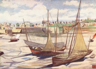 The Harbour at Low Tide, Granville (litografía en color) de Nico Jungmann