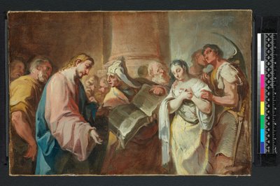 La mujer tomada en adulterio, antes de 1750 (óleo sobre lienzo) de Nicolò (attr. to) Grassi