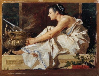 Estudio para geografía, de Nicolo Barabino (1832-1891), óleo sobre tabla de Nicolo Barabino