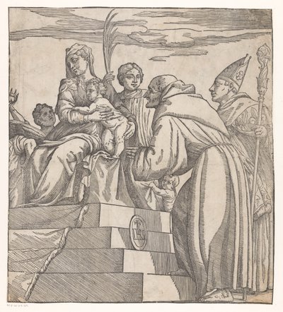 Doge Francesco Donato se arrodilla ante María y Cristo (mitad derecha) de Nicolò Boldrini (attributed to)