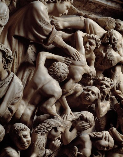 Arte gótico: Juicio final, Condenados en el infierno, Detalle de los relieves del púlpito de Nicola Pisano
