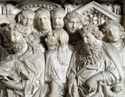 Presentación de Jesús en el templo (detalle) Silla realizada por Nicola Pisano (Púlpito de mármol) 1260 Baptisterio San Juan de Pisa de Nicola Pisano