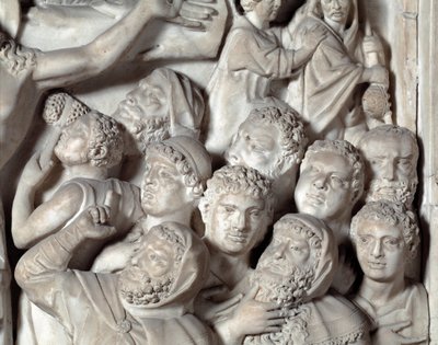 La Crucifixión Detalle Cátedra realizada por Nicola Pisano (1215/20-1278/84) (Púlpito de mármol) 1260 de Nicola Pisano