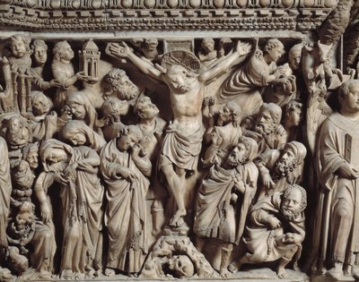 La Crucifixión (detalle) del Púlpito de Nicola Pisano