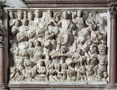 El Juicio Final (Juicio Final) Silla realizada por Nicola Pisano (púlpito de mármol) 1260 de Nicola Pisano