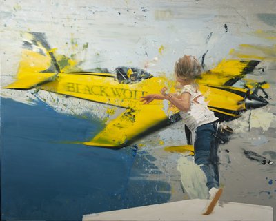 Avión lanzapelotas, 2022 (óleo sobre lienzo) de Nicola Pucci