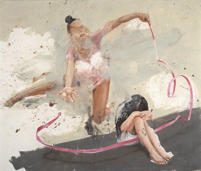 Chica agachada, 2022 (óleo sobre lienzo) de Nicola Pucci