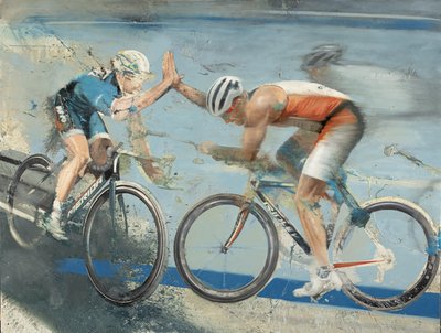 Ciclistas, 2021 (óleo sobre lienzo) de Nicola Pucci