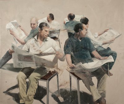 Lectura cotidiana, 2019 (óleo sobre lienzo) de Nicola Pucci