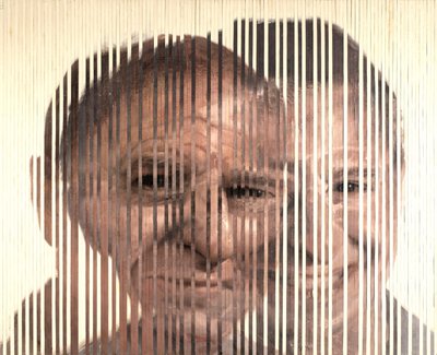 Face Fusion III, 2007 (óleo sobre lienzo cortado y aplicado sobre tabla) de Nicola Pucci