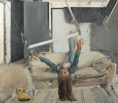 Chica con trapecio, 2022 (óleo sobre lienzo) de Nicola Pucci
