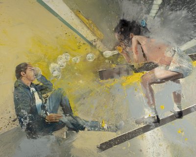 Little Girl Bubbles Metro, 2021 (óleo sobre lienzo) de Nicola Pucci
