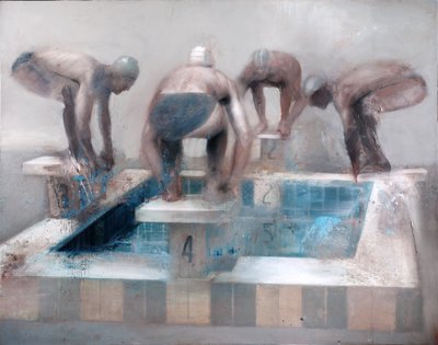 Nadadores, 2012 (óleo sobre lienzo) de Nicola Pucci