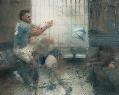 Tackling, 2016 (óleo sobre lienzo) de Nicola Pucci