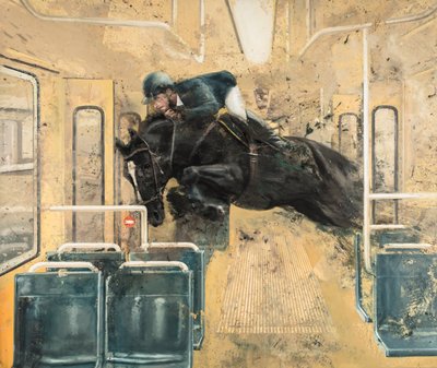 Salto del tranvía III, 2019 (óleo sobre lienzo) de Nicola Pucci
