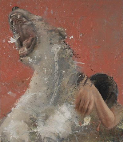 Mujer inclinada, 2021 (óleo sobre lienzo) de Nicola Pucci
