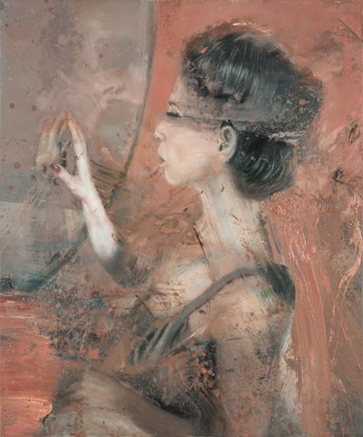 Mujer en el espejo, 2019 (óleo sobre lienzo) de Nicola Pucci