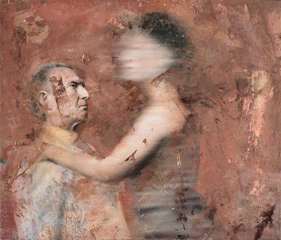 Mujer en movimiento con hombre, 2019 (óleo sobre lienzo) de Nicola Pucci