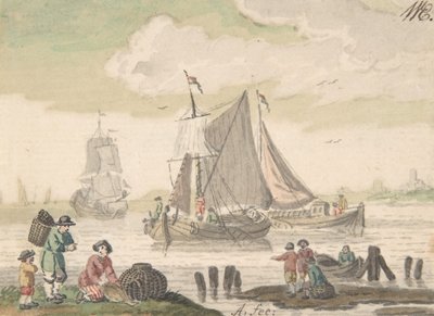 Paisaje marino con Seis Figuras en el Primer Plano, 1733-93 de Nicolaas Aartman