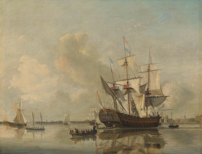 La fragata de la Armada "Rotterdam" en el Mosa frente a Rotterdam de Nicolaas Baur