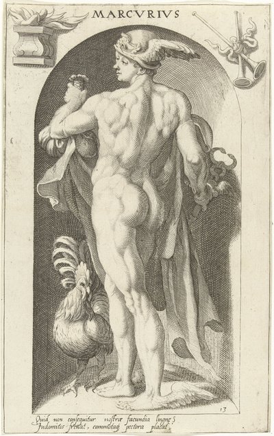 Mercurio Marcvrivs (título sobre objeto) Dioses antiguos (título de la serie) de Nicolaas Braeu