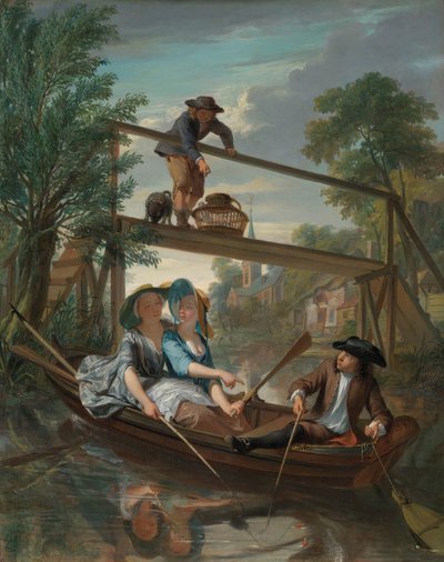 De hengelaars
Escena de género con una elegante pareja joven en un paisaje de Nicolaas Verkolje