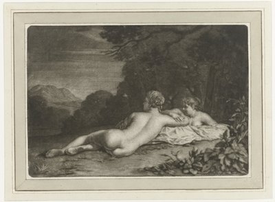 Paisaje con dos ninfas de Nicolaas Verkolje