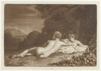 Paisaje con dos ninfas de Nicolaas Verkolje