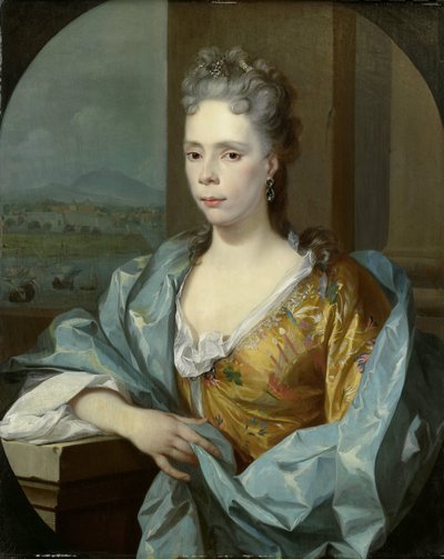 Retrato de Elisabeth van Riebeeck, hija de Abraham van Riebeeck, esposa de Gerard van Oosten de Nicolaas Verkolje