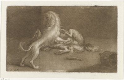 Dos perros jugando de Nicolaas Verkolje