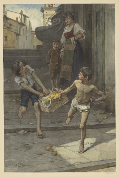 Escena callejera en una ciudad italiana de Nicolaas van der Waay