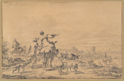 Pastores en un paisaje italiano de Nicolaes Berchem