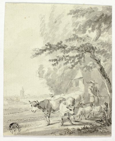 Hombre pastoreando vacas y ovejas de Nicolaes Berchem