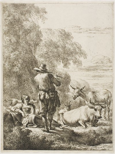 Pastor tocando una flauta de Nicolaes Berchem