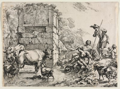 La vaca bebiendo de Nicolaes Berchem