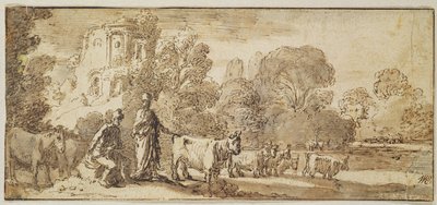 Mercurio y Argos con un rebaño de ganado de Nicolaes Cornelisz Moeyaert
