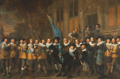 Oficiales y otros guardias civiles del IV Distrito de Ámsterdam, bajo el mando del capitán Jan Claesz van Vlooswijck y el teniente Gerrit Hudde de Nicolaes Eliasz Pickenoy