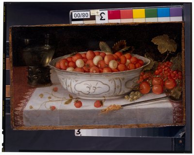 Bodegón de Fraises-De-Bois en un cuenco de porcelana Wanli de Nicolaes Gillis