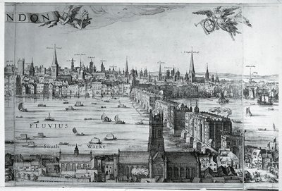 Reino Unido, Inglaterra, Vista de la ciudad de Londres con el Puente de Londres de Nicolaes Jansz (1586 1652) Visscher