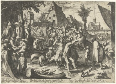 feria del agricultor Feria Der Bouwren (título sobre el objeto) de Nicolaes Jansz. Clock