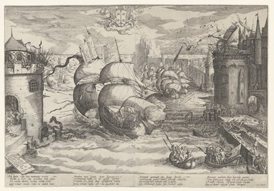 Tomando Damiate y superando la cadena, 1219 de Nicolaes Jansz. Clock
