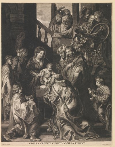 Aanbidding der koningen Los Reyes Magos de Oriente traen regalos a Cristo (título sobre el objeto) de Nicolaes Lauwers