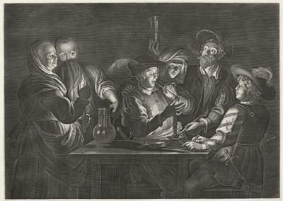 Hombres fumando y bebiendo en una posada de Nicolaes Lauwers