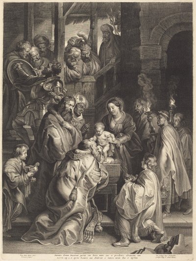 La adoración de los magos con antorchas de Nicolaes Lauwers, after Sir Peter Paul Rubens